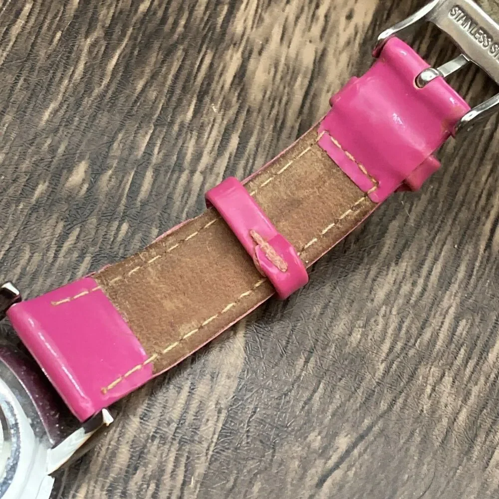 Women’s Anne Klein Watch 10/9991 Silver Tone With Pink Band Analog New Battery